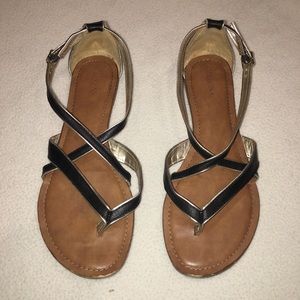 Merona Black and Gold Gladiator Sandals